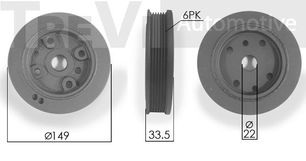 TREVI AUTOMOTIVE Hihnapyörä, kampiakseli PC1084